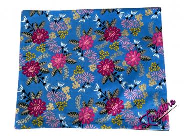 Baumwolle Blumen blau metallic Vorderseite